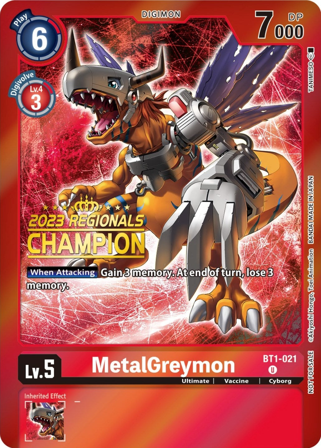 Image for MetalGreymon - BT1-021 (2023 Regionals Champion) - Digimon Card Game