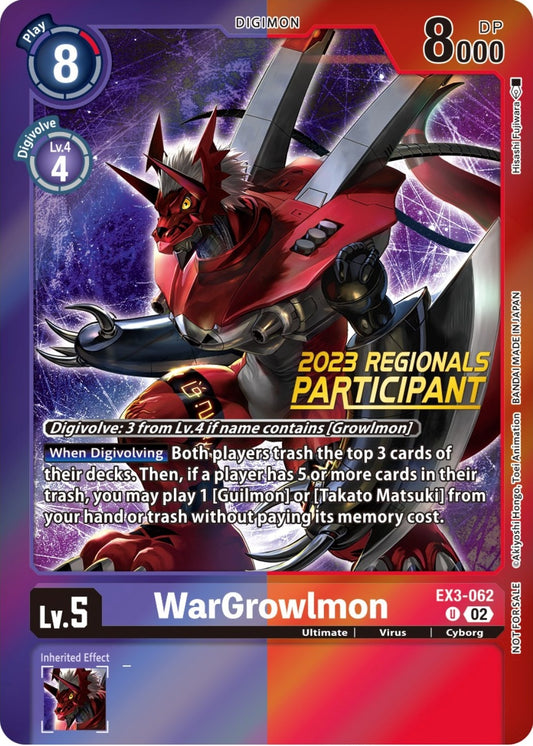 Image for WarGrowlmon (2023 Regionals Participant) - Digimon Card Game