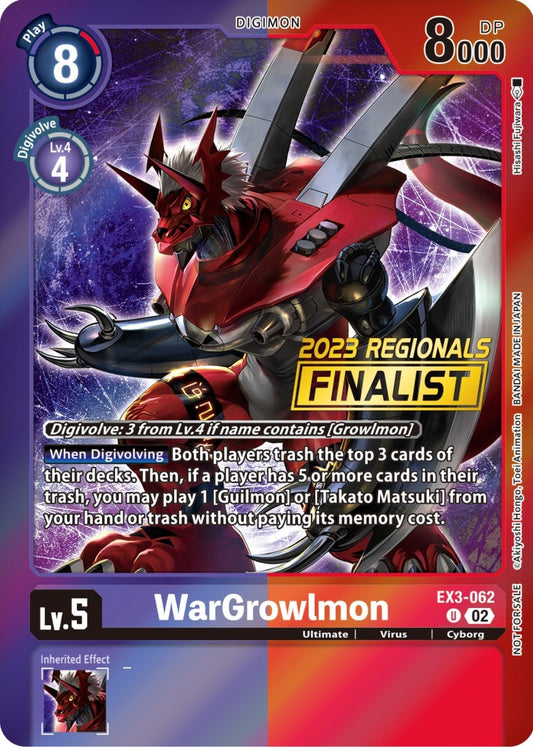 Image for WarGrowlmon (2023 Regionals Finalist) - Digimon Card Game