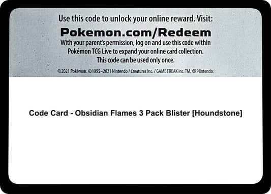 Image for Code Card - Obsidian Flames 3 Pack Blister [Houndstone] - Pokemon