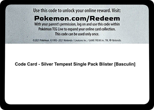Image for Code Card - Silver Tempest Single Pack Blister [Basculin] - Pokemon