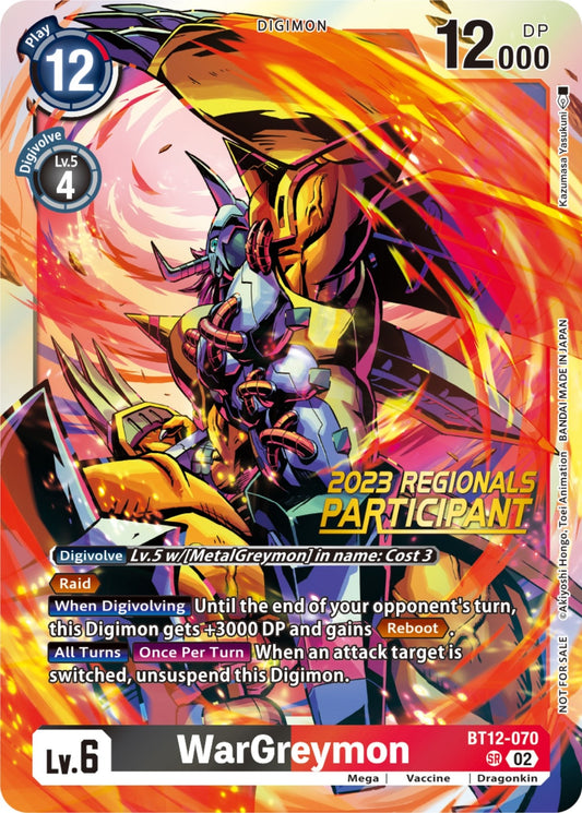Image for WarGreymon (2023 Regionals Participant) - Digimon Card Game