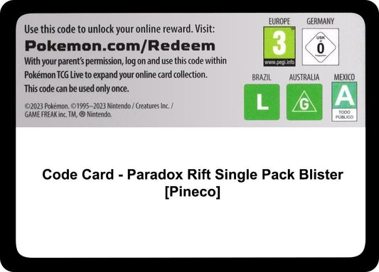 Image for Code Card - Paradox Rift Single Pack Blister [Pineco] - Pokemon