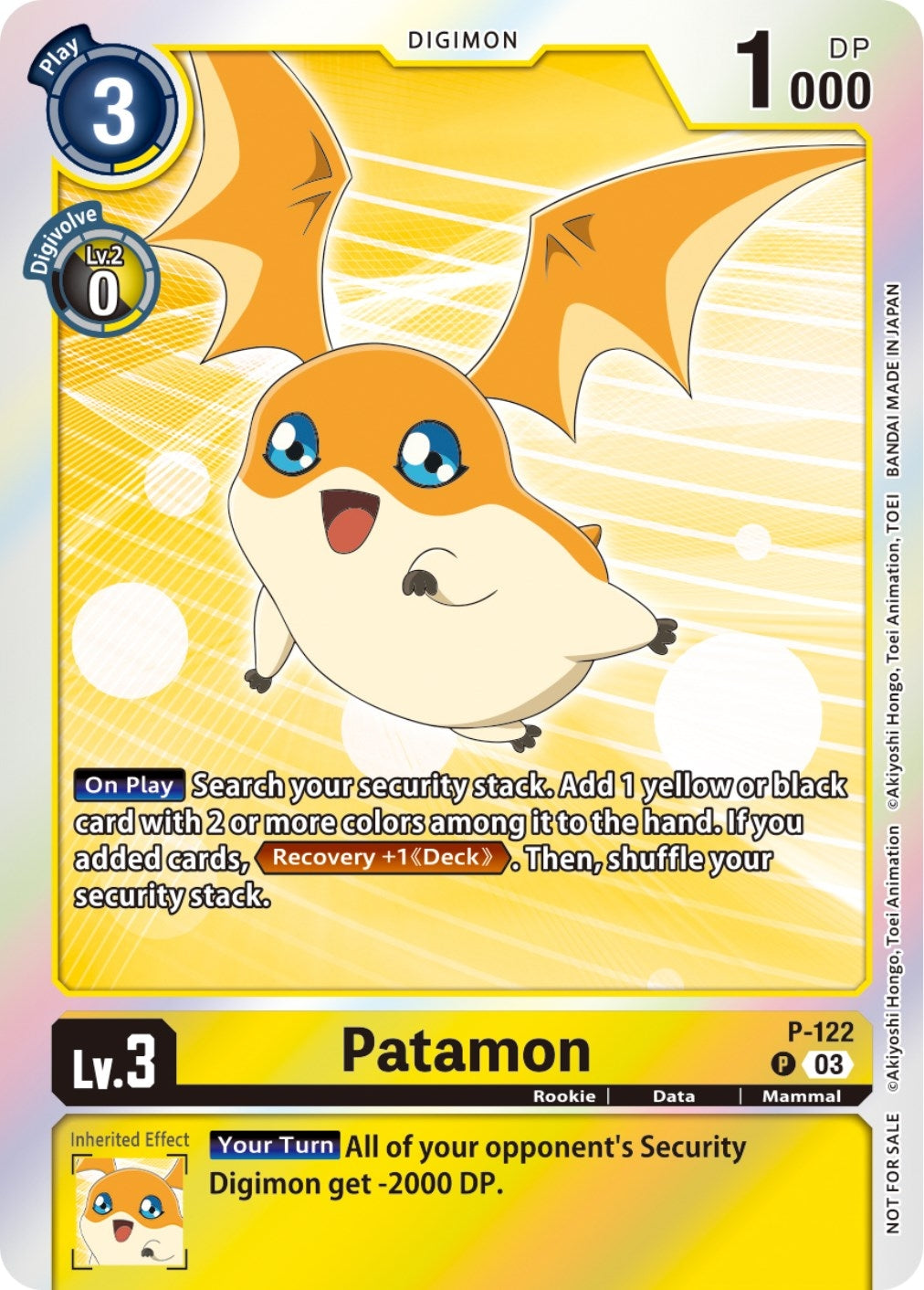 Image for Patamon - P-122 (Tamer Party Pack -The Beginning- Ver. 2.0) - Digimon Card Game