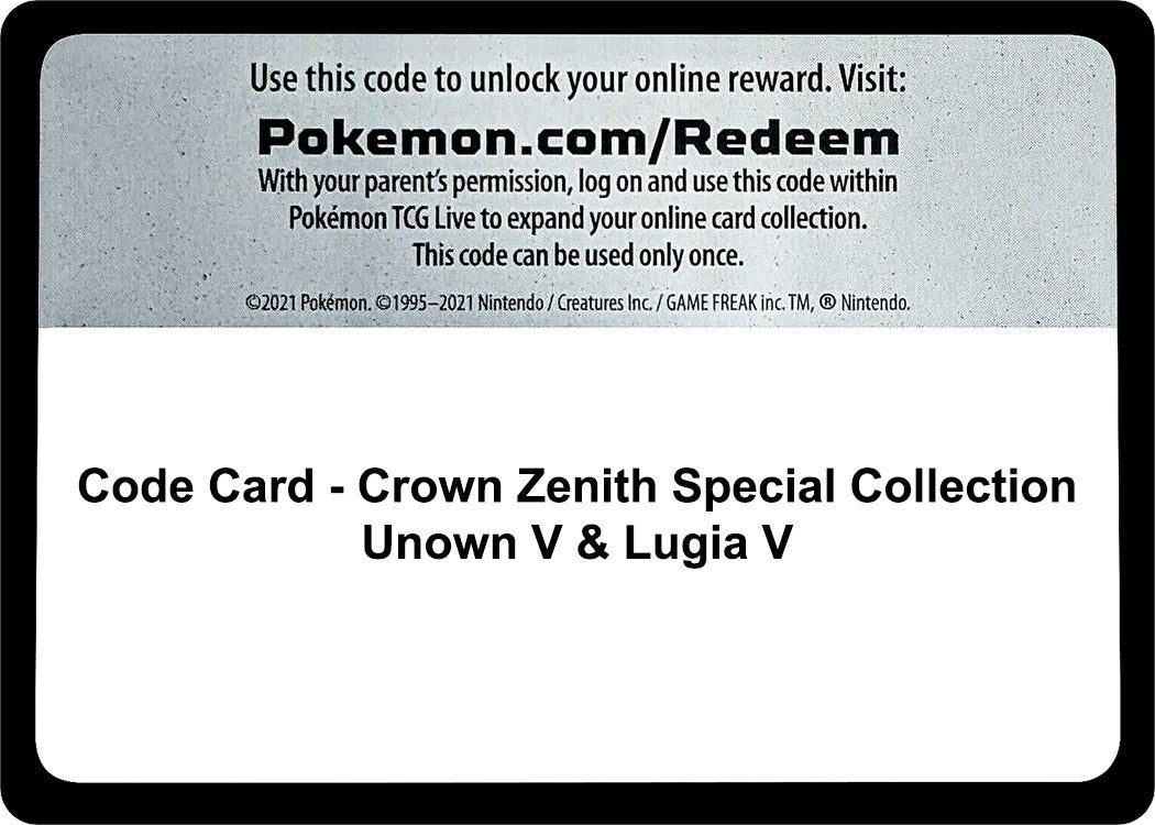 Image for Code Card - Crown Zenith Special Collection [Unown V & Lugia V] - Pokemon