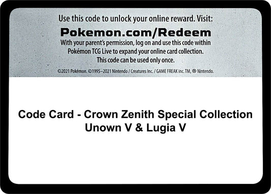 Image for Code Card - Crown Zenith Special Collection [Unown V & Lugia V] - Pokemon