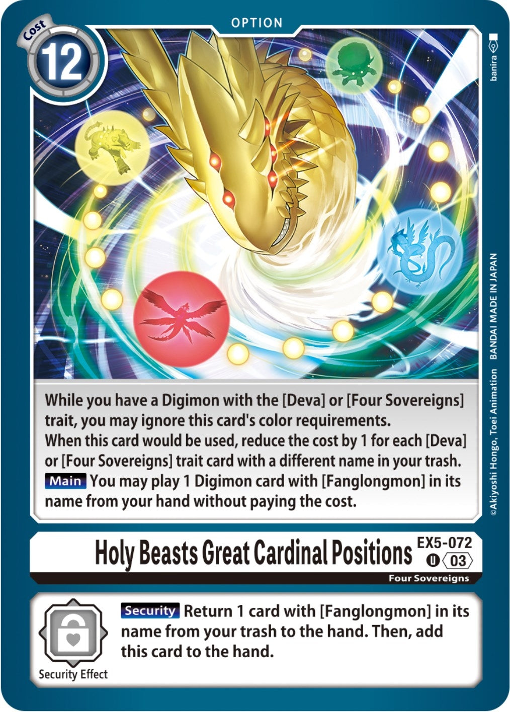 Image for Holy Beasts Great Cardinal Positions - Digimon Card Game