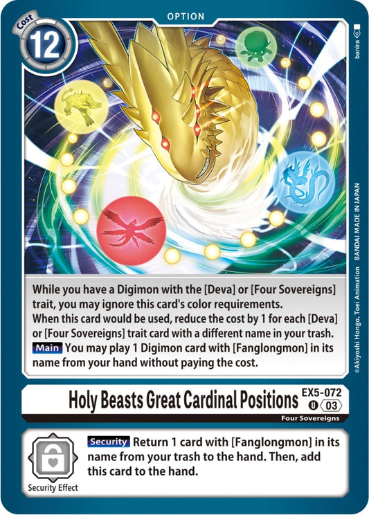 Image for Holy Beasts Great Cardinal Positions - Digimon Card Game