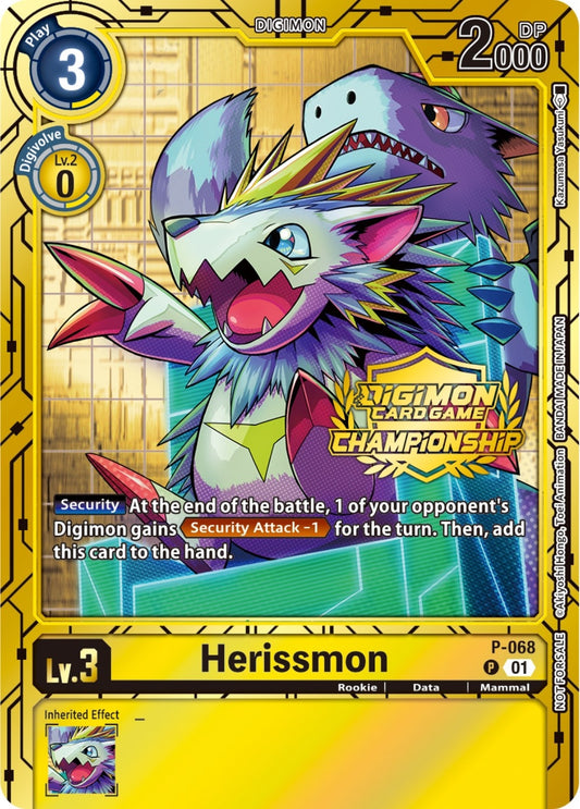 Image for Herissmon - P-068 (Championship 2023 Gold Card Set) - Digimon Card Game