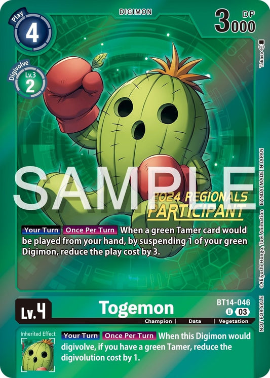 Image for Togemon (2024 Regionals Participant) - Digimon Card Game