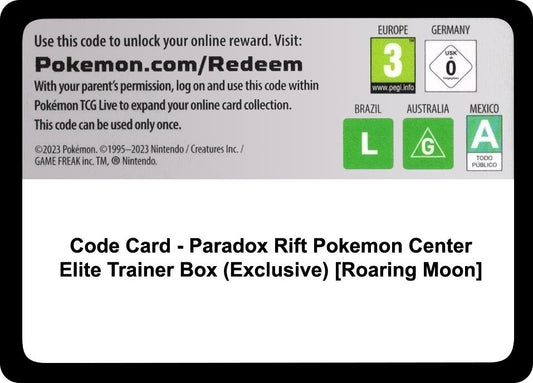 Image for Code Card - Paradox Rift Pokemon Center Elite Trainer Box (Exclusive) [Roaring Moon] - Pokemon