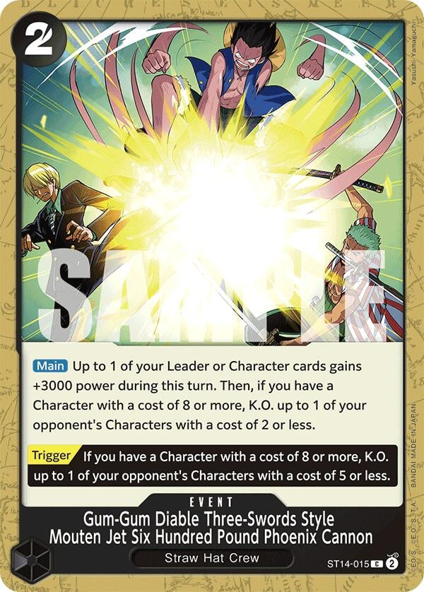 Image for Gum-Gum Diable Three-Swords Style Mouten Jet Six Hundred Pound Phoenix Cannon - One Piece Card Game