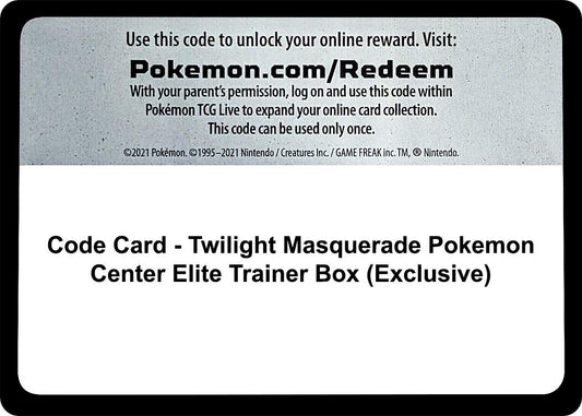 Image for Code Card - Twilight Masquerade Pokemon Center Elite Trainer Box (Exclusive) - Pokemon
