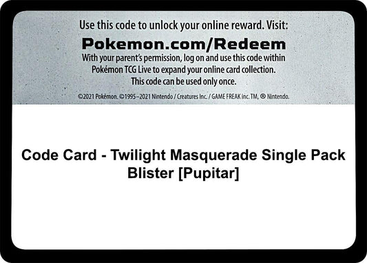 Image for Code Card - Twilight Masquerade Single Pack Blister [Pupitar] - Pokemon