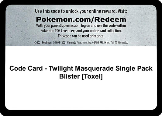 Image for Code Card - Twilight Masquerade Single Pack Blister [Toxel] - Pokemon