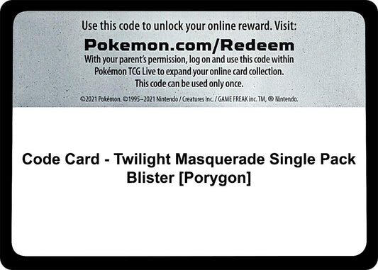 Image for Code Card - Twilight Masquerade Single Pack Blister [Porygon] - Pokemon