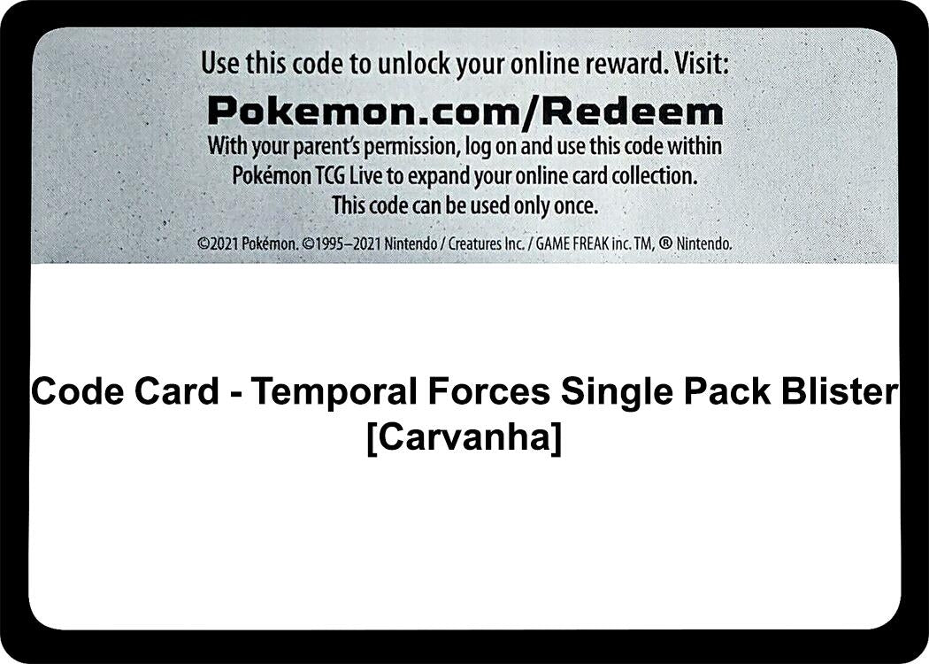 Image for Code Card - Temporal Forces Single Pack Blister [Carvanha] - Pokemon
