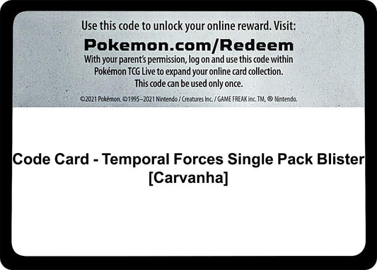 Image for Code Card - Temporal Forces Single Pack Blister [Carvanha] - Pokemon