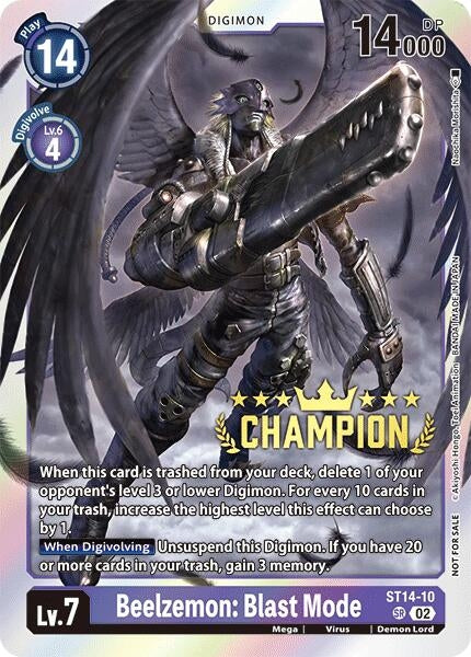 Image for Beelzemon: Blast Mode (Digimon 3-On-3 Champion) - Digimon Card Game