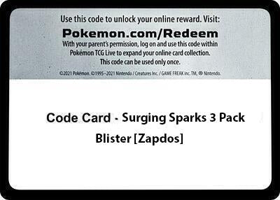 Image for Code Card - Surging Sparks 3 Pack Blister [Zapdos] - Pokemon