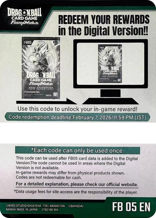 Image for Code Card - New Adventure Booster (FB05) - Dragon Ball Super: Fusion World