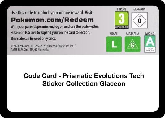Image for Code Card - Prismatic Evolutions Tech Sticker Collection [Glaceon] - Pokemon
