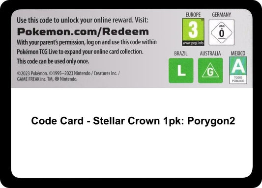 Image for Code Card - Stellar Crown Single Pack Blister [Porygon2] - Pokemon