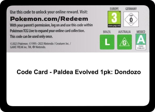 Image for Code Card - Paldea Evolved Checklane Blister [Dondonzo] - Pokemon