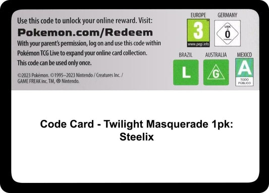 Image for Code Card - Twilight Masquerade Single Pack Blister [Steelix] - Pokemon