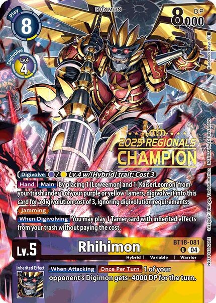 Image for Rhihimon (2025 Regionals Champion) - Digimon Card Game