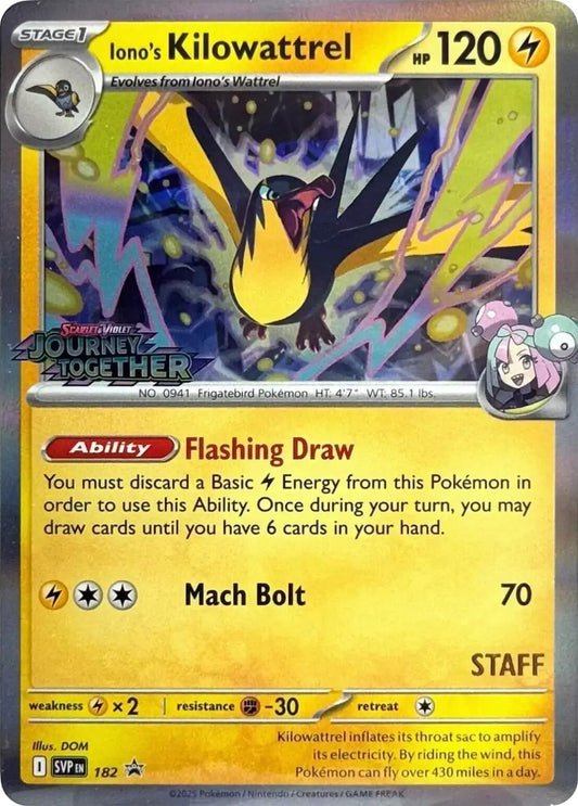 Image for Iono's Kilowattrel - 182 (Prerelease) [Staff] - Pokemon