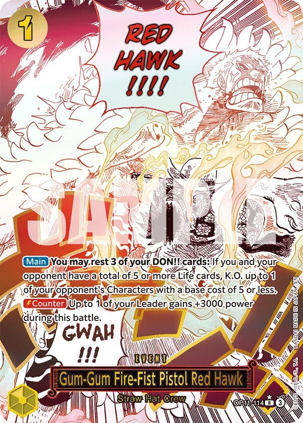 Image for Gum-Gum Fire-Fist Pistol Red Hawk (Alternate Art) - One Piece Card Game