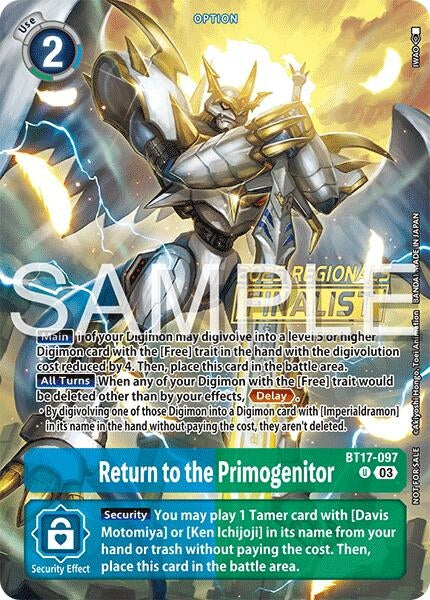 Image for Return to the Primogenitor (Regionals 25-26 Season 2 Finalist) - Digimon Card Game