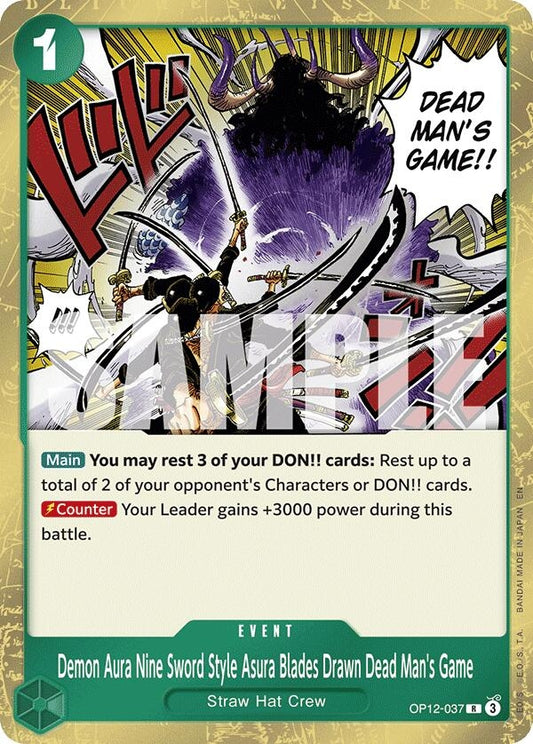 Image for Demon Aura Nine Sword Style Asura Blades Drawn Dead Man's Game - One Piece Card Game