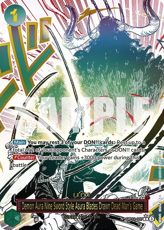 Image for Demon Aura Nine Sword Style Asura Blades Drawn Dead Man's Game (Alternate Art) - One Piece Card Game