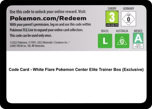 Image for Code Card - White Flare Pokemon Center Elite Trainer Box (Exclusive) - Pokemon