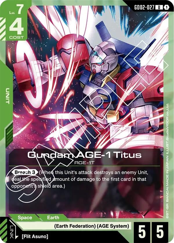 Image for Gundam AGE-1 Titus (GD02-027) - Gundam Card Game