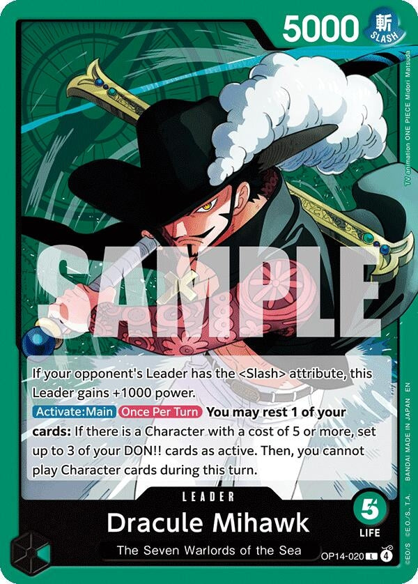 Image for Dracule Mihawk - OP14-020 - One Piece Card Game