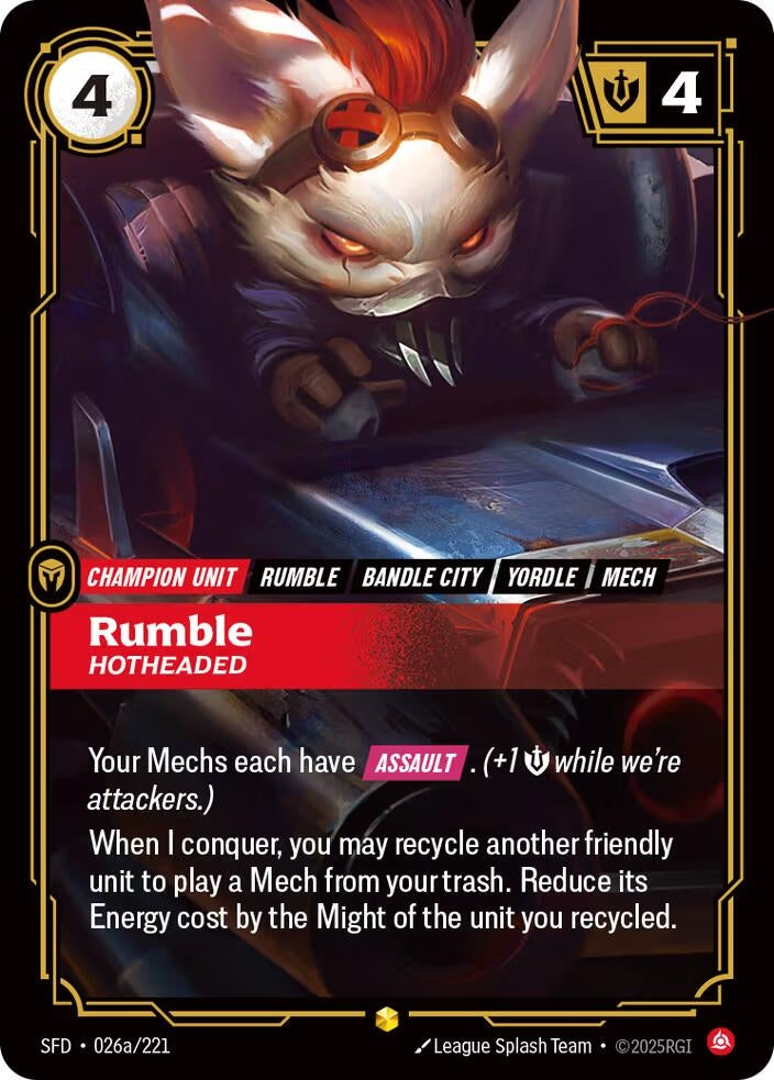 Image for Rumble, Hotheaded (Alternate Art) - Riftbound: League of Legends Trading Card Game