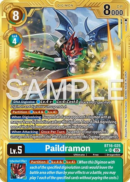Image for Paildramon - BT16-025 (Gold Border) - Digimon Card Game