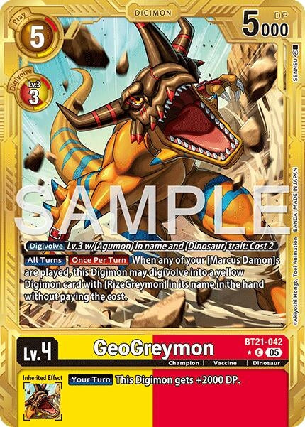 Image for GeoGreymon - BT21-042 (Gold Border) - Digimon Card Game