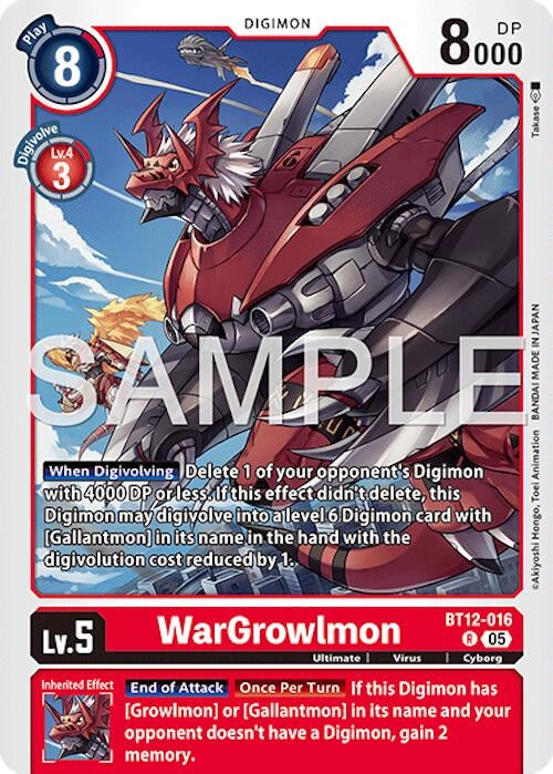 Image for WarGrowlmon - BT12-016 (Reprint) - Digimon Card Game