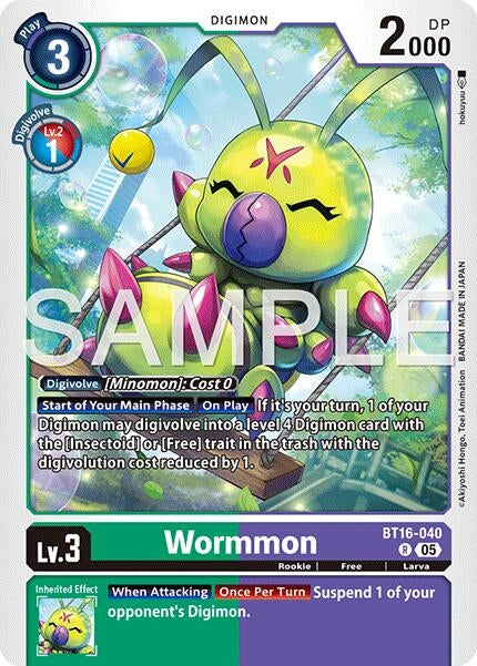 Image for Wormmon - BT16-040 (Reprint) - Digimon Card Game