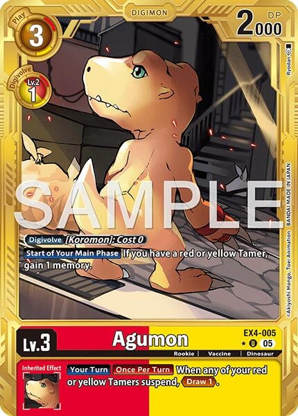 Image for Agumon - EX4-005 (Gold Border) - Digimon Card Game