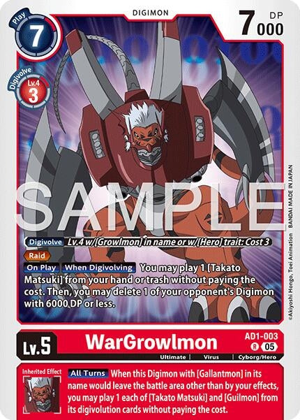Image for WarGrowlmon - AD1-003 - Digimon Card Game