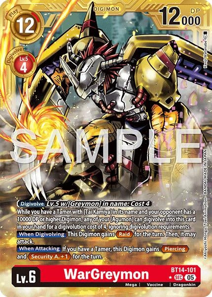 Image for WarGreymon - BT14-101 (Gold Border) - Digimon Card Game