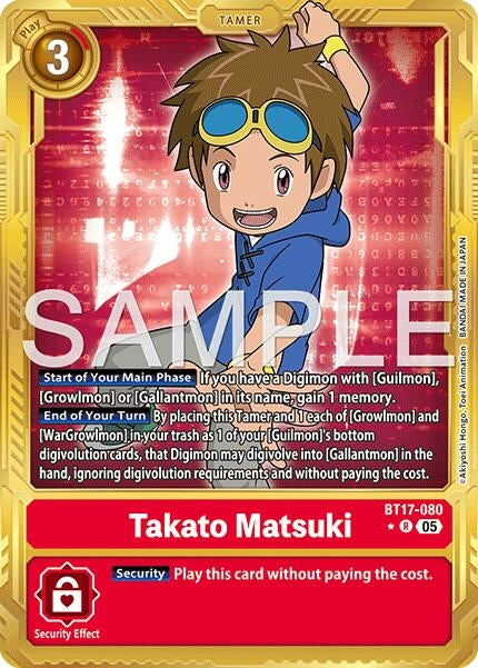 Image for Takato Matsuki - BT17-080 (Gold Border) - Digimon Card Game