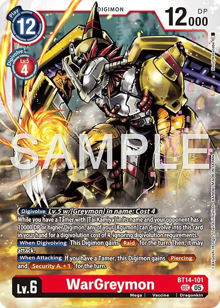 Image for WarGreymon - BT14-101 (Reprint) - Digimon Card Game