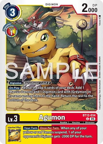 Image for Agumon - BT12-034 (Reprint) - Digimon Card Game